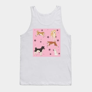 Pink Akitas and Stars Tank Top